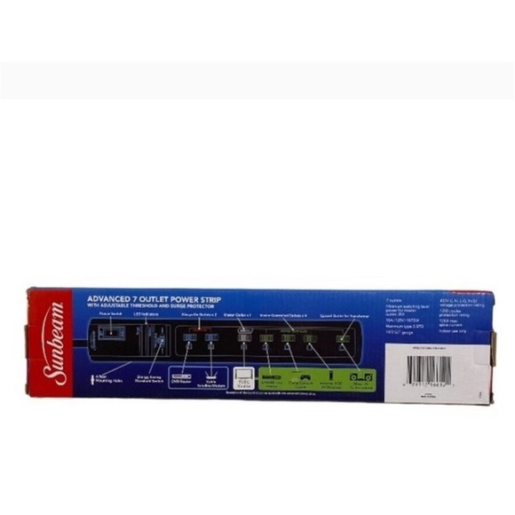 Sunbeam Powerstrip Advanced 7 Outlet Surge protection Computers, TVs office new - Picture 7 of 8